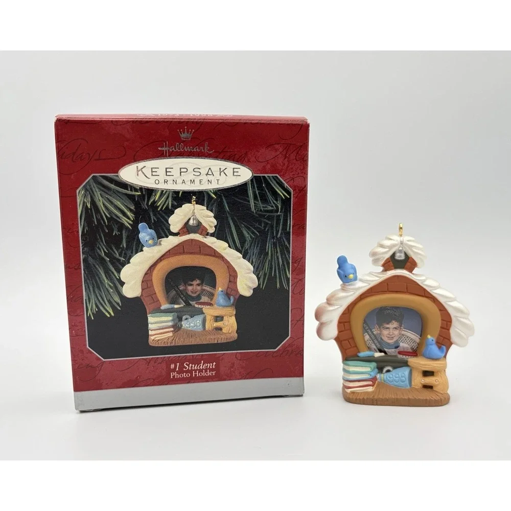 1998 Hallmark Keepsake Ornament #1 Student Photo Holder School House QX6646 VTG